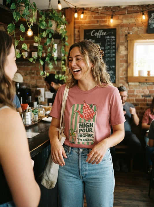 High Pour Higher Standards T-Shirt | Tea Pot Pouring Graphic Tee